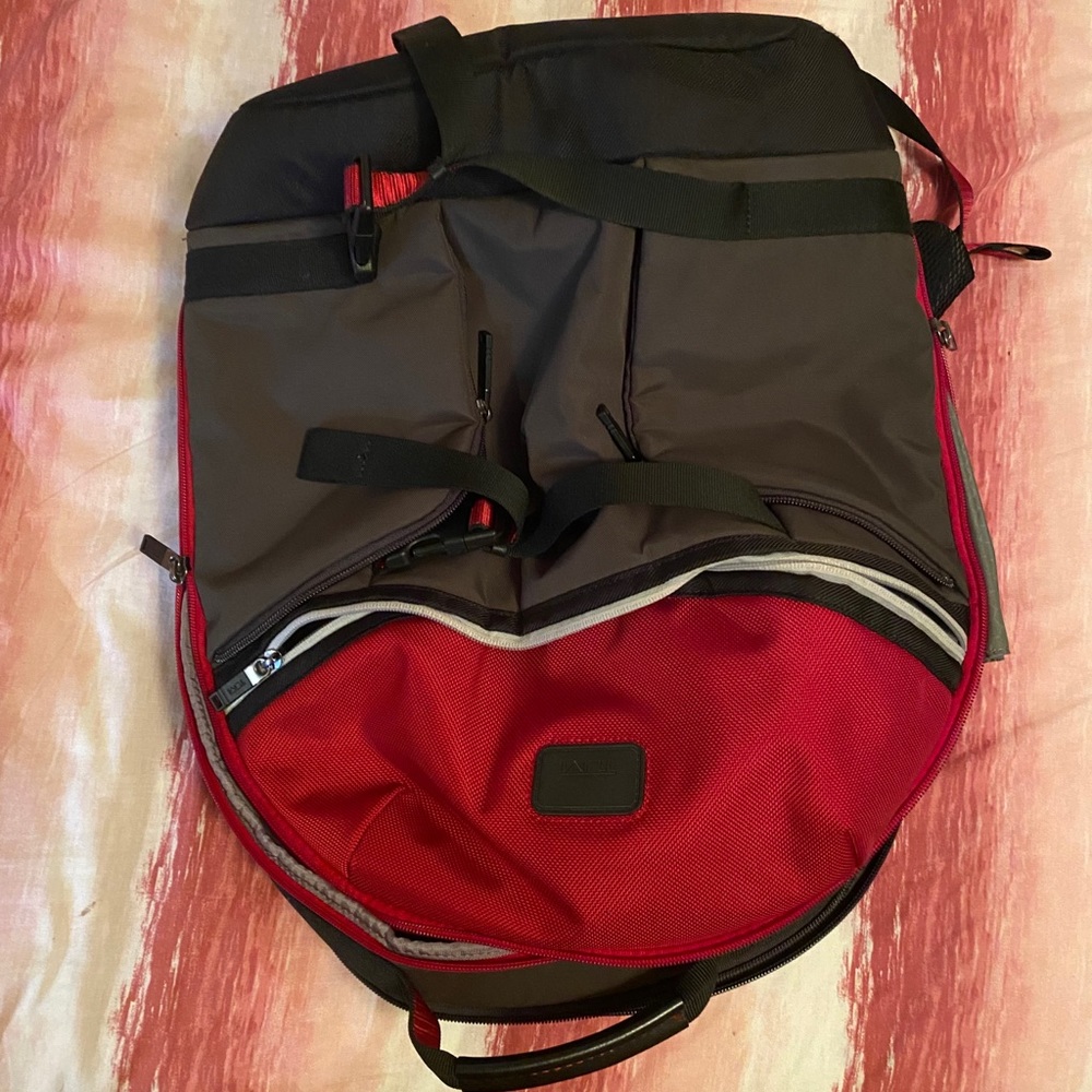 Tumi Red Gray Backpack